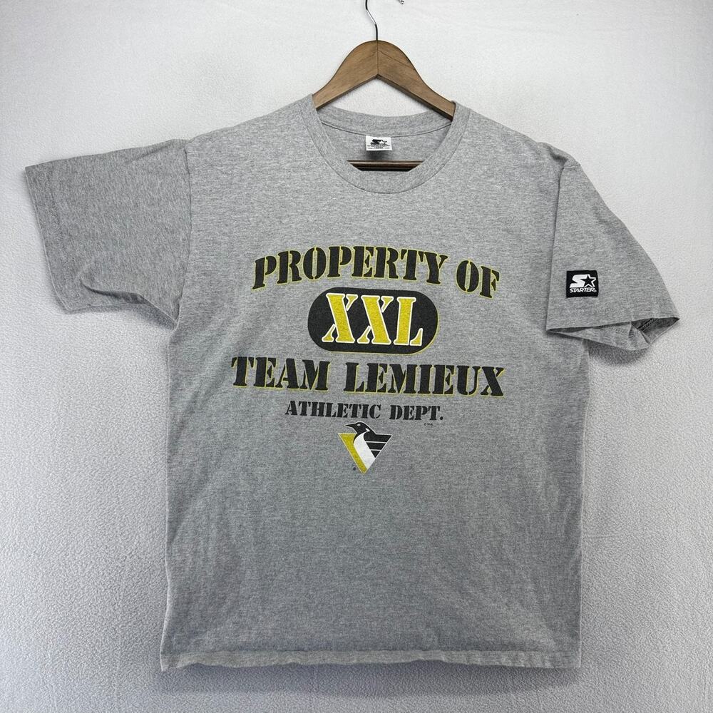 Vintage Pittsburgh Penguins Shirt Men's Large Gray Team Lemieux Starter 90s
